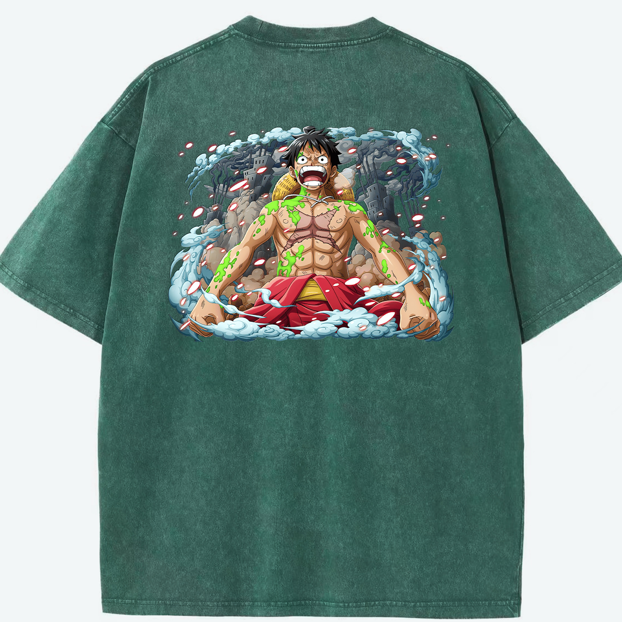 ワンピース モンキー・D・ルフィ ONE PIECE Monkey D. Luffy 綿100% ヴィンテージ風 半袖Tシャツ（背面プリント）